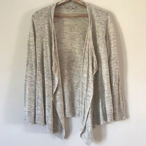 LOFT Large Cream Orange Blue Open Cardigan Sweater